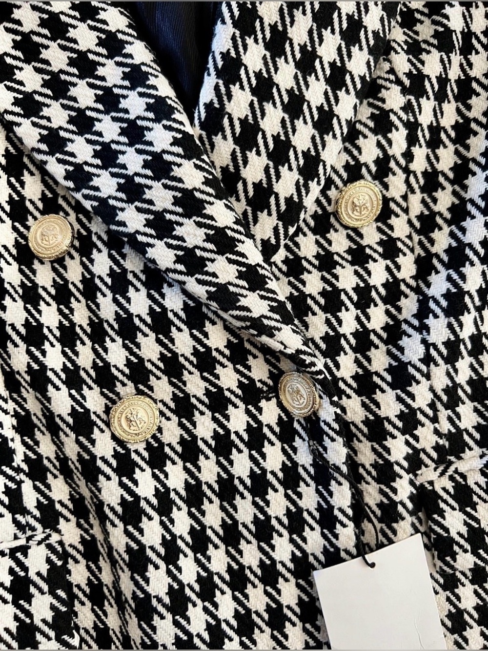 Zara Black and White Houndstooth Double-Breasted Blazer - Picture 5 of 7